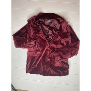 Blank NYC Low Key Velvet Blazer Jacket Size M Burgundy Valentines Holiday‎